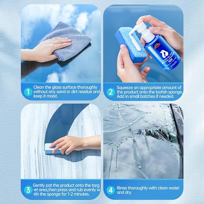 Glodway Car Glass Windshield Cleaner,Oil film Remover, Streak-Free Shine on Windows, Windshields, and Mirrors, Ammonia Free, for Auto and Home,4.58 OZ,3 Pack