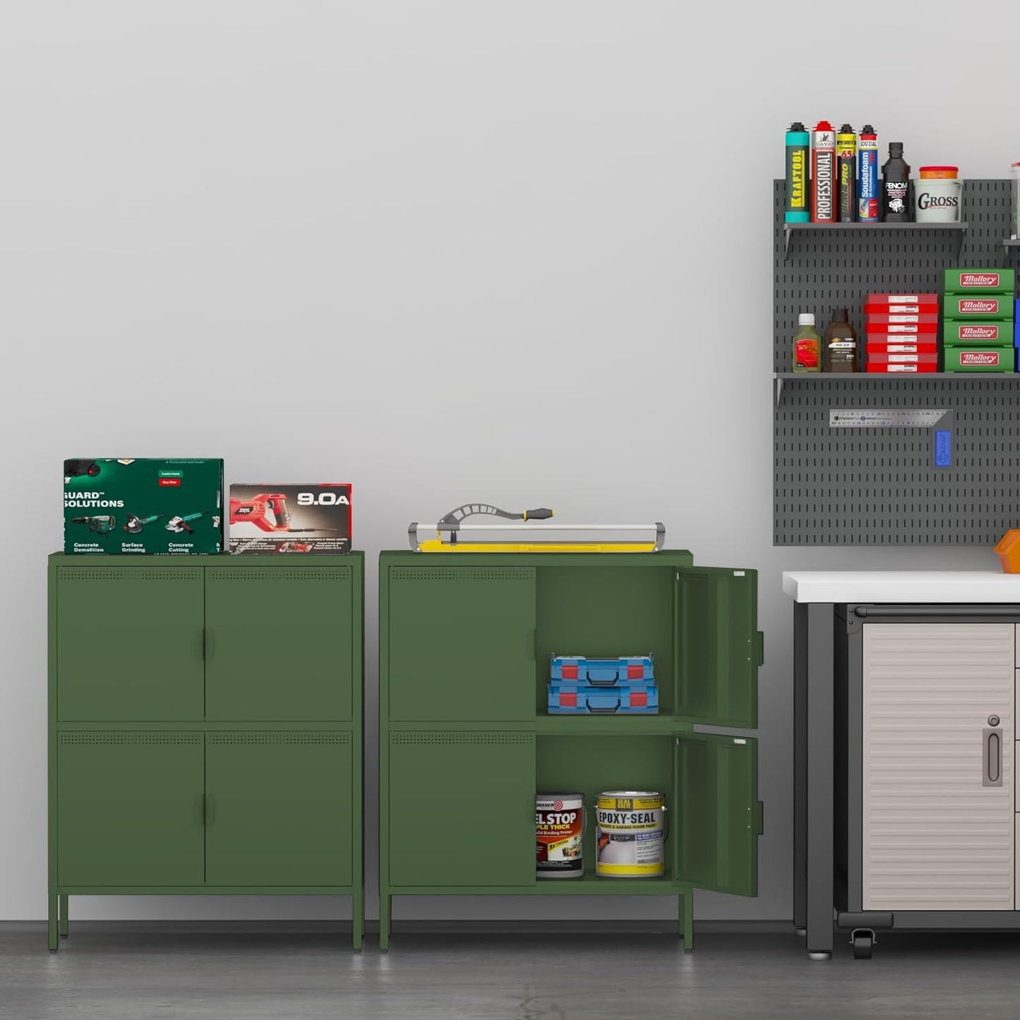 Metal Locker Storage Cabinet with 4 Doors and 3 Shelves,39.96" Tall Steel Office Storage Cabinet for Office,Home,Garage,Gym,School