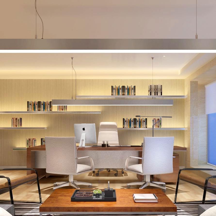 6PK 4FT LED Linear Light, 40W Down 15W Up Light, 3000/3500/4000/5000K CCT Selectable, Commercial Linear Lighting Fixture for Office, Dimmable Suspended Shop Lighting