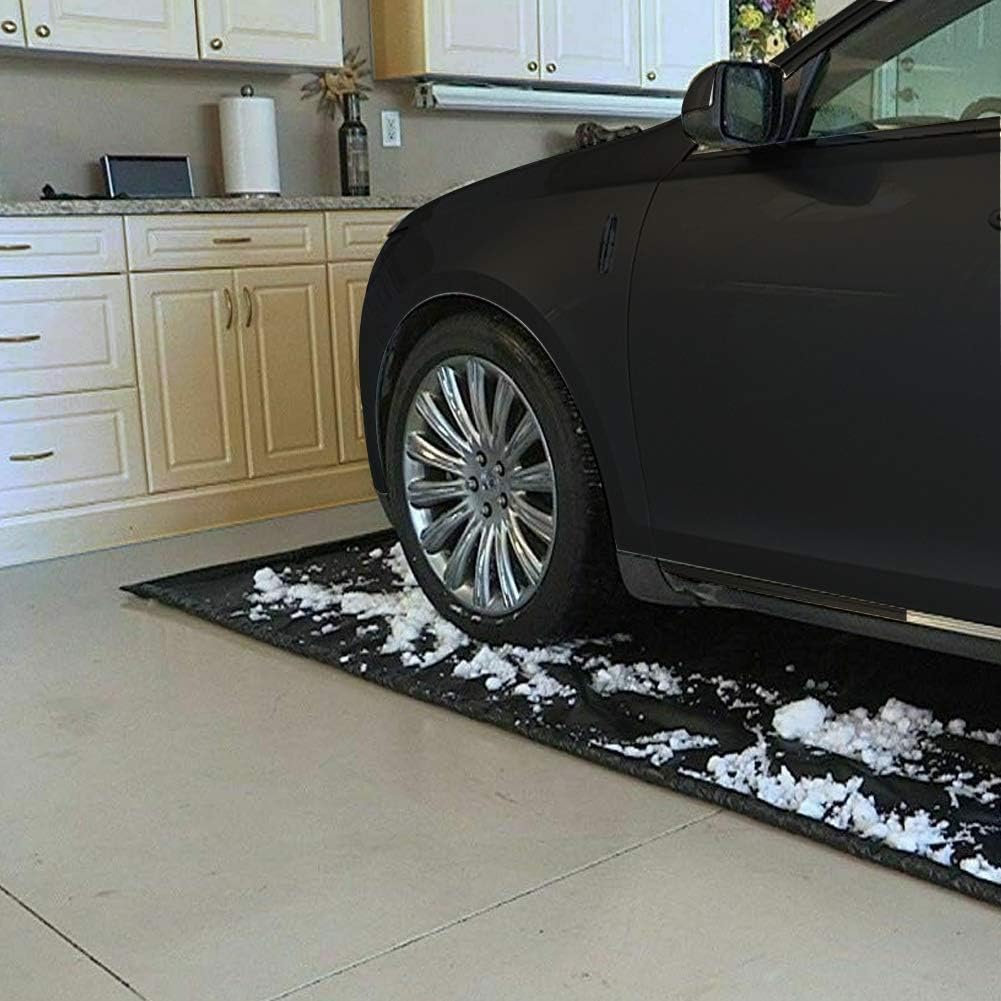 Garage Floor Mat for Under Car Oil Containment Mat for Snow, Mud, Rain - 7' 9" x 18', Black