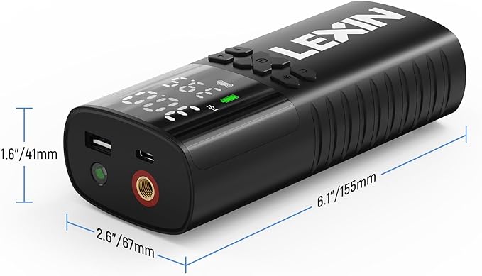 LEXIN P4 Tire Inflator Portable Air Compressor, 150PSI Electric Air Pump for Car Tires, w/Pressure Gauge&LED Light, 4000mAh Cordless Smart Pump for Car/Motorcycle/Bike/Bicycle/Scooter/Ball/Inflatable