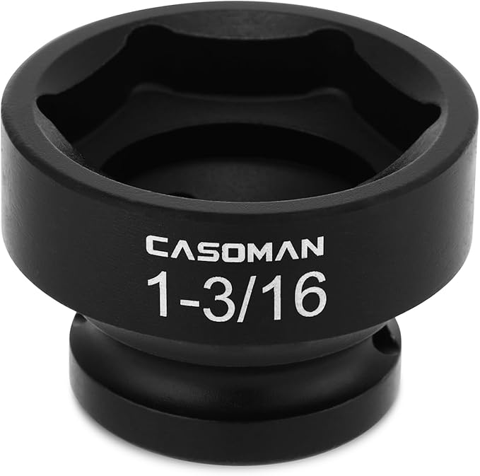 CASOMAN 1/2" Drive 1-3/16" Stubby Impact Socket Set, 6-Point, 1.1" Length, CR-MO, SAE