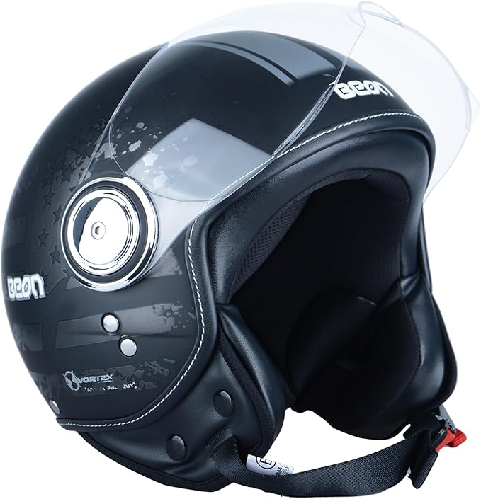 Open Face Motorcycle Helmet for Adults,DOT Approved - Moped Half Vespa Retro Helmet with Anti-Scratch Visor for Men and Women