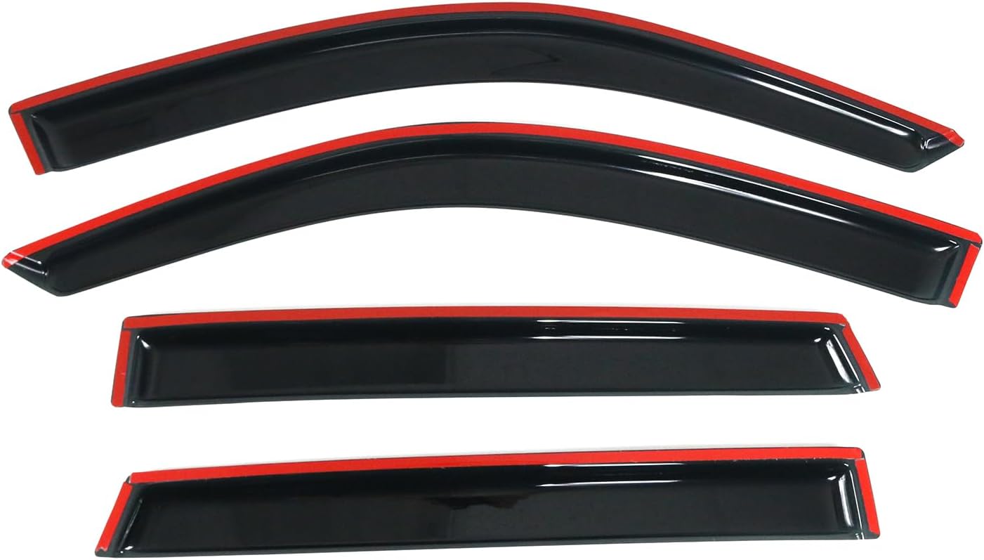 Window Visor Deflector Compatible with 2001-2005 Toyota Rav4 4-Door, Slim Tinted Acrylic Resistant Shield Cover Wind Sun Rain Guard by IKON MOTORSPORTS, 2002 2003 2004