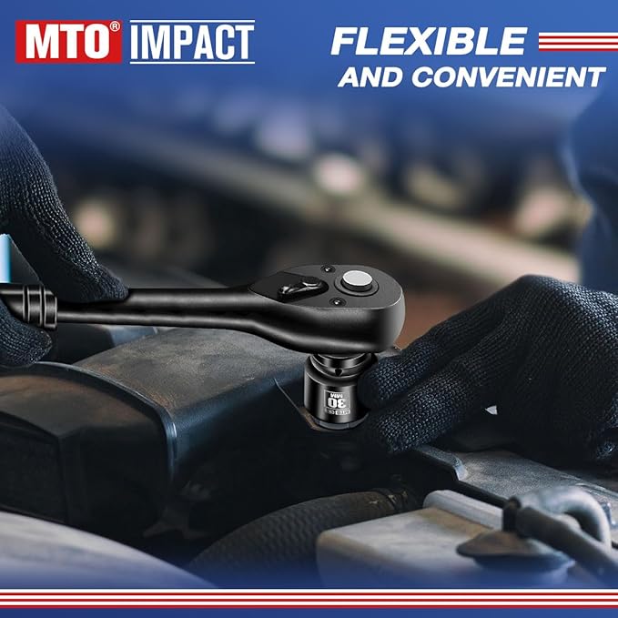 MTO 1/2" Drive 30mm Shallow Impact Socket, 6-Point Metric Socket for Automotive Maintaince, CR-V Steel Meets ANSI Standards