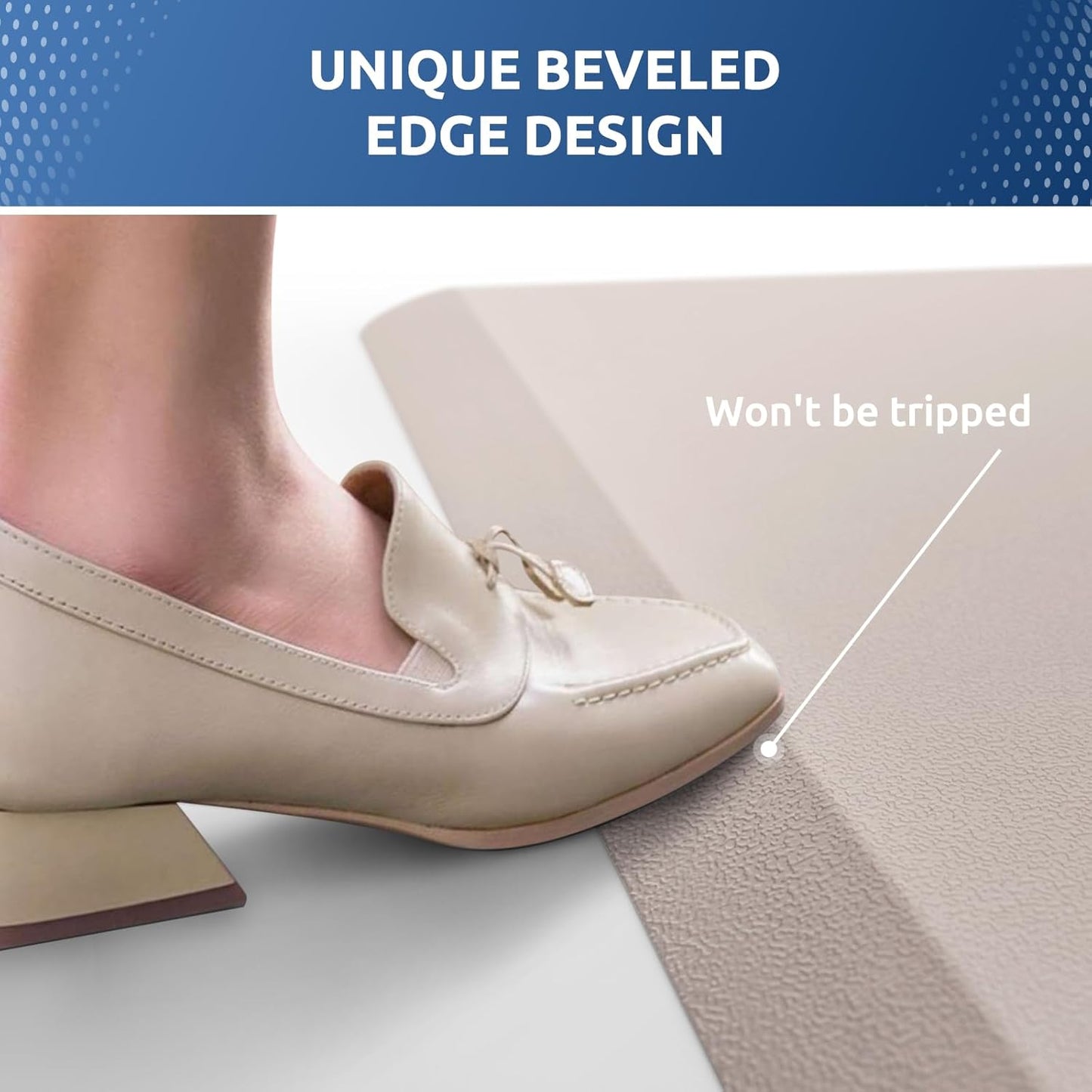 KitchenClouds Kitchen Mat Cushioned Anti Fatigue Rug 20"x32" Waterproof, Non Slip, Standing and Comfort Desk/Floor Mats for House Sink Office (Khaki)