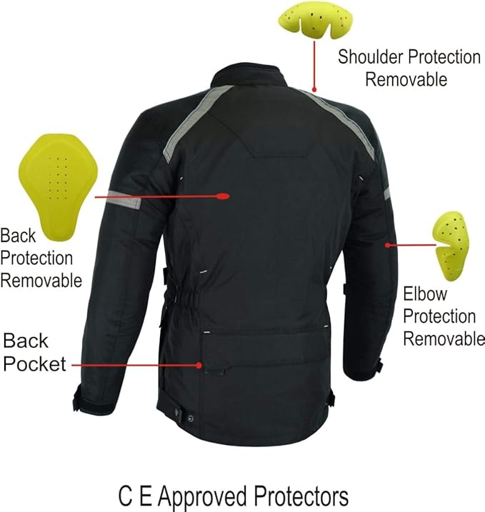 A&H Apparel All Season Mens Motorcycle Touring Jacket with CE Approved Armor Mens