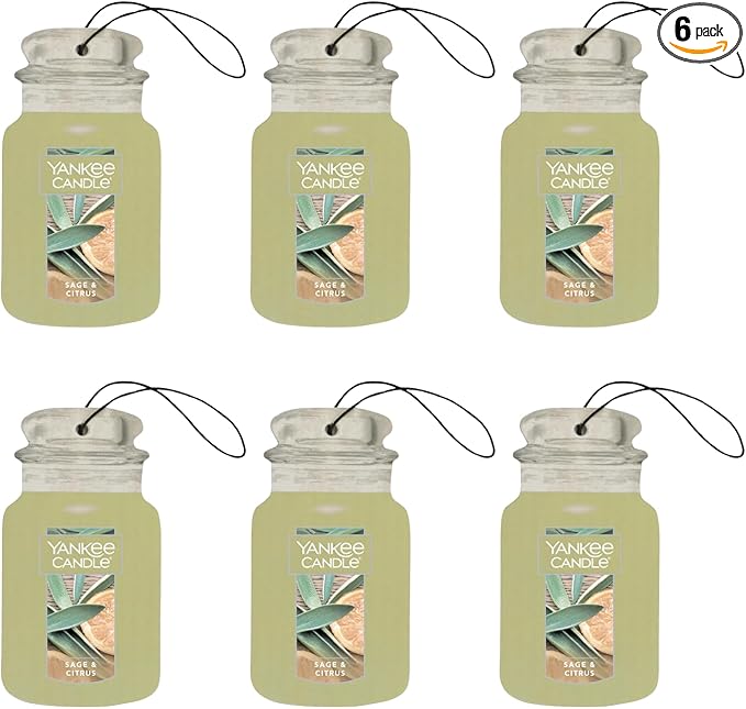 Yankee Candle Paper Car Jar, Sage & Citrus (Pack of 6)