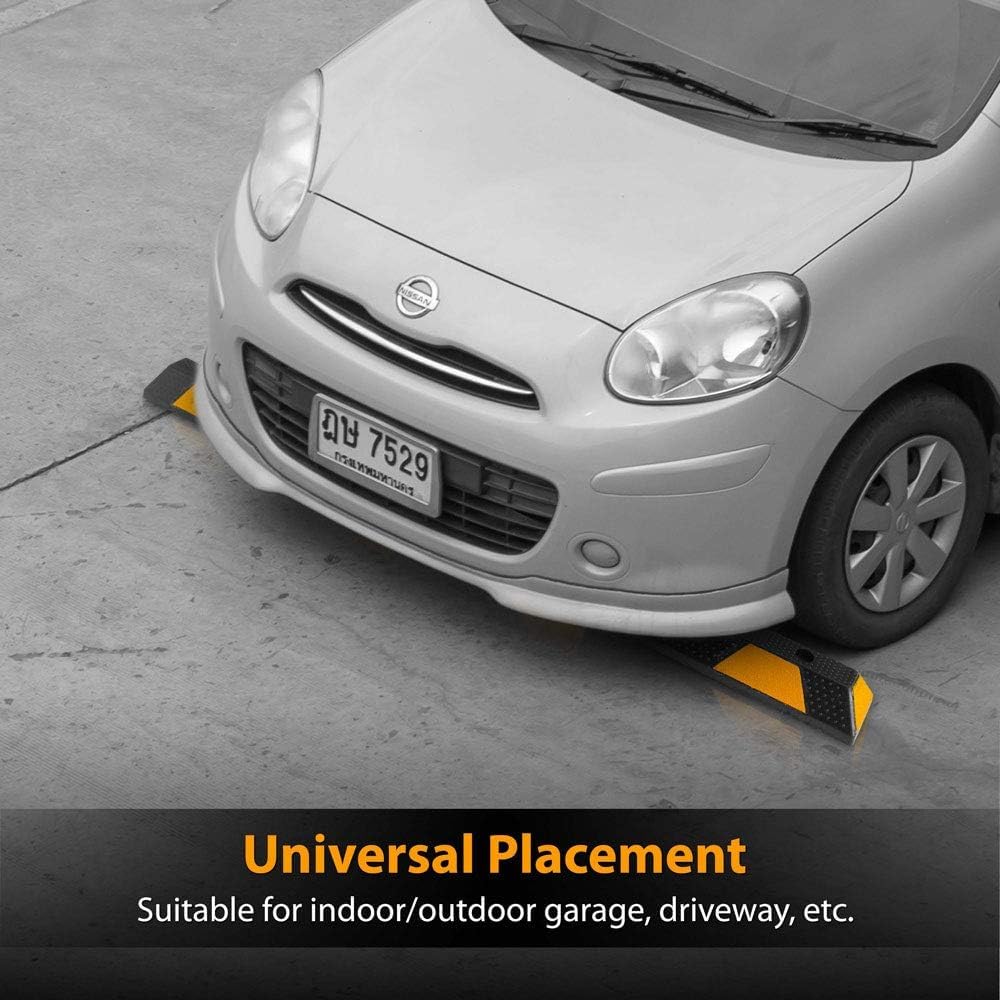 Pyle 72 Inch Heavy Duty Vehicle Rubber Car Parking Wheel Guide Stopper for Driveways, Parking Lot Spots, and Garages, Pack of 2, Black