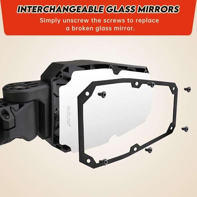 UTV Side Mirrors,UTV Mirror Automatic Folding and Resetting in The Event of Collision,Fits 1.5"-2"Roll Bars Compatible with Polaris RZR,Can Am X3, Honda Pioneer, Kawasaki Mule, Cfmoto Zforce