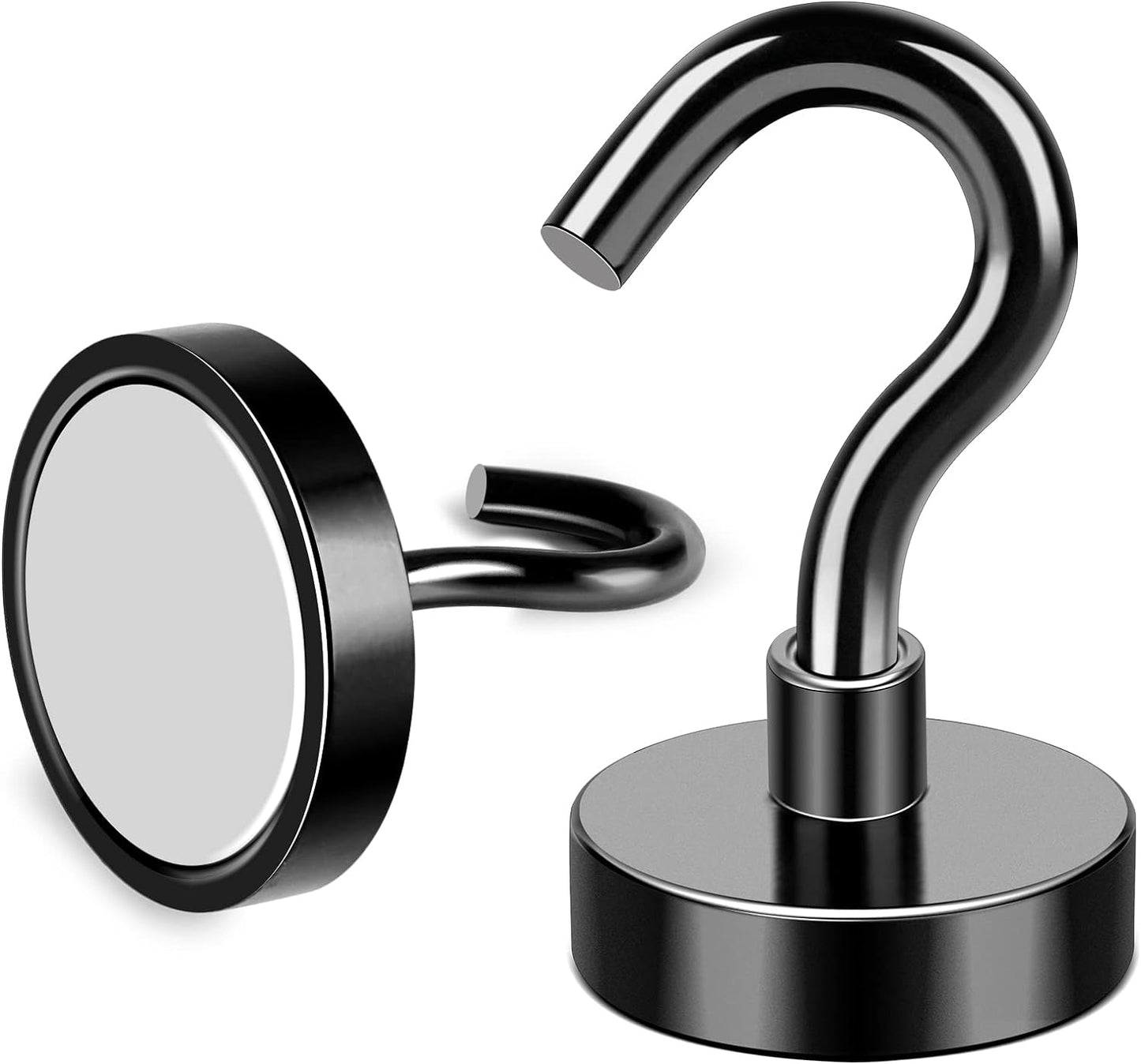 MIKEDE Black Magnetic Hooks Heavy Duty, 28Lbs+ Strong Neodymium Magnets with Metal Hooks for Refrigerator,Super Cruise Hooks for Hanging, Kitchen, Storage - Pack of 130