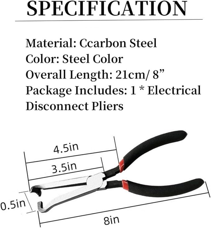 Electrical Disconnect Pliers,Electrical Connector Pliers for Cars,Fuel Line Petrol Clip Pipe, Automotive Hose Disconnect Tools for Push Tab Style Plugs (1*Black60°+1*Black straight)
