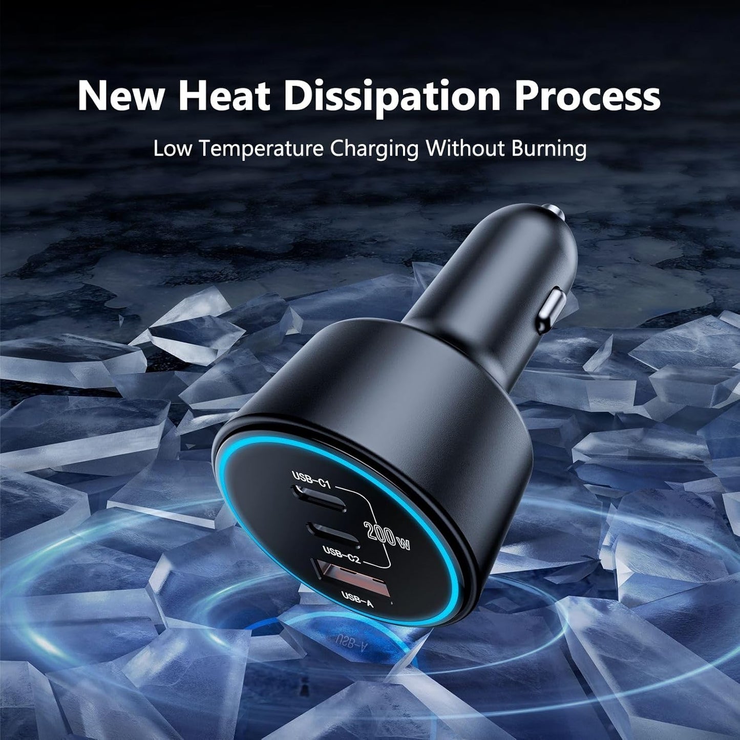 USB C Car Charger Fast Charging 200W, Dual PD 100W Type C Car Charger, PD3.0/QC4.0/PPS Cigarette Lighter Adapter for iPhone 16/15/14/13/12, Galaxy S22/S21 Ultra, MacBook, Laptop etc