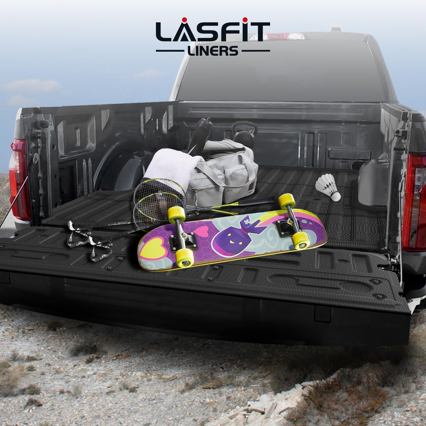 LASFIT Tailgate Mat for Ford F-150 2021-2025(Without Work Surface or Pro Access Tailgate) Truck Tailgate Liner All Weather Protector TPE Tailgate Cover, 1pc Black
