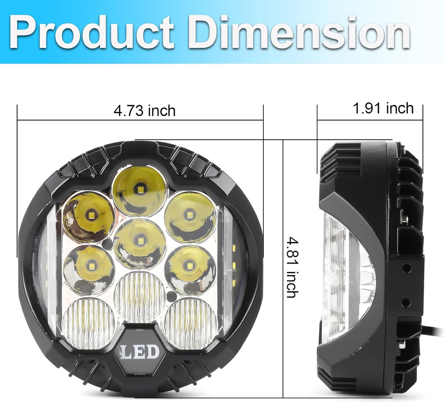 LIGBT 2PCS 5 Inch Round LED Offroad Light with DRL 90W LED Light Pods 270° Wide Range Super Bright White Side Shooter for Pickup Truck ATV UTV SUV