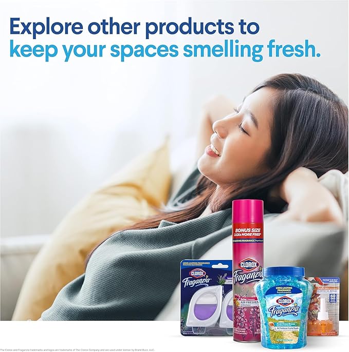 Clorox Fraganzia Crystal Beads Air Freshener in Fresh Ocean Breeze Scent - Long-Lasting Room Deodorizer - Odor Eliminator Gel Beads to Freshen Home, Car, or Office, 12 Fl Oz - 2 Pack