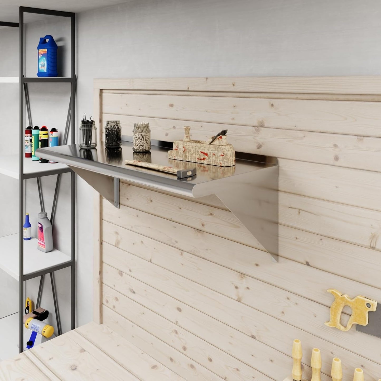 AmGood 36" Long X 16" Deep Stainless Steel Wall Shelf | NSF Certified | Appliance & Equipment Metal Shelving | Kitchen, Restaurant, Garage, Laundry, Utility Room