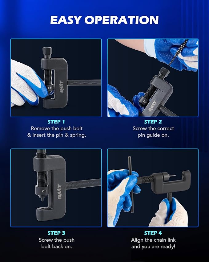 Orion Motor Tech 19pc Chain Brake Tool Kit with C Frame 3 Anvils 5 Break Tips, Dirtbike ATV Bicycle Motorcycle Chain Tool Chain Link Removal Tool Chain Rivet Tool for Cam & 25 to 630 Chains