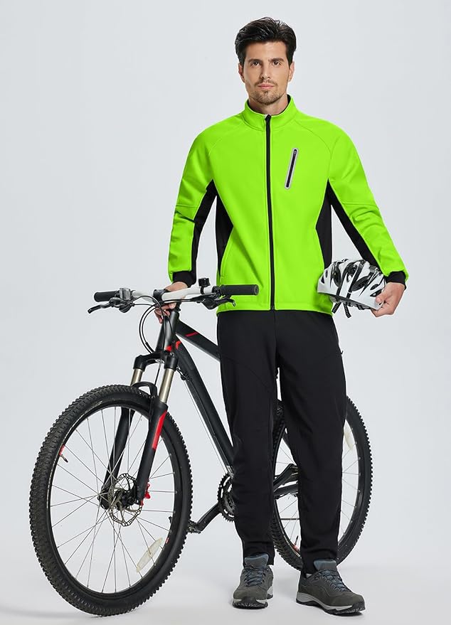 baleaf Men's Winter Cycling Jackets Water Resistant Thermal Running Softshell Jacket Warm Cold Weather Pockets