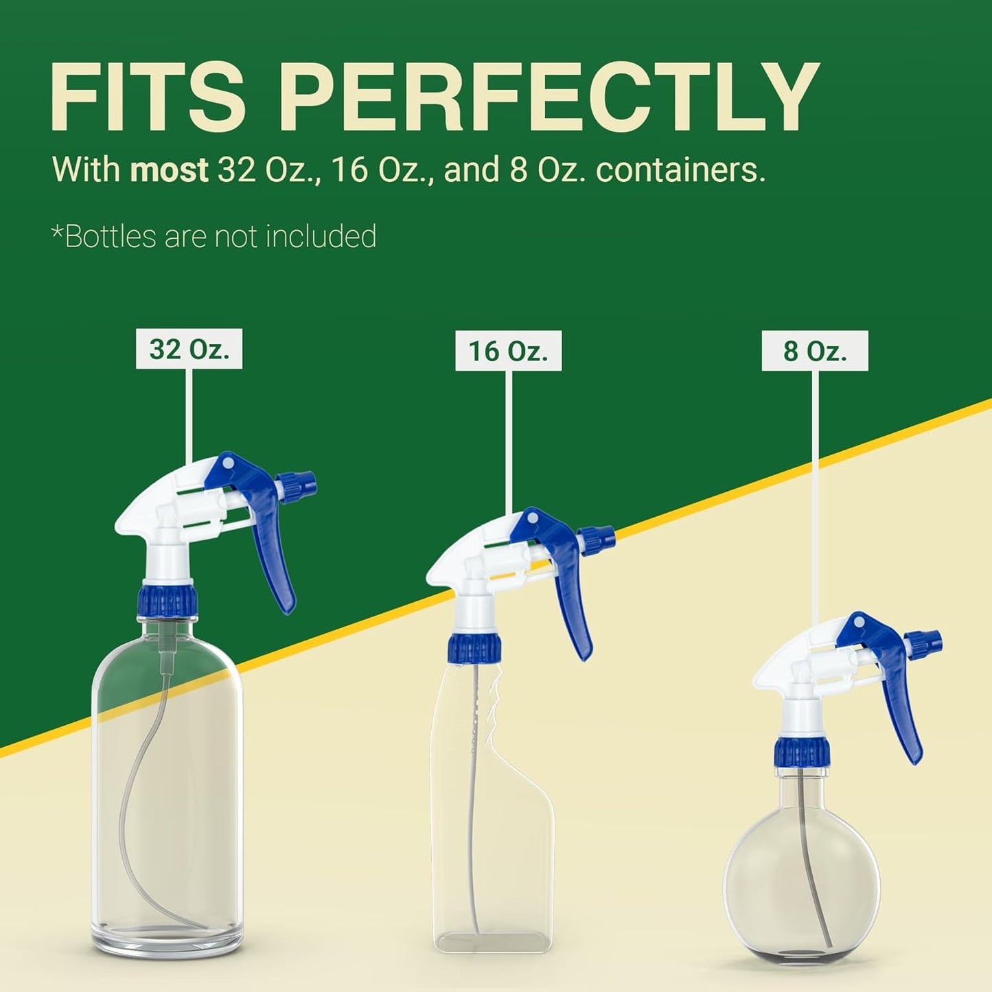 Spray Bottle Nozzle Replacement, Bottle Tops Only - Sprayer Nozzle Triggers for Heavy Duty, Commercial, Home Cleaning Solutions - Fits 8,16,24,32 oz Plastic & Glass Bottles, Blue 13 pack