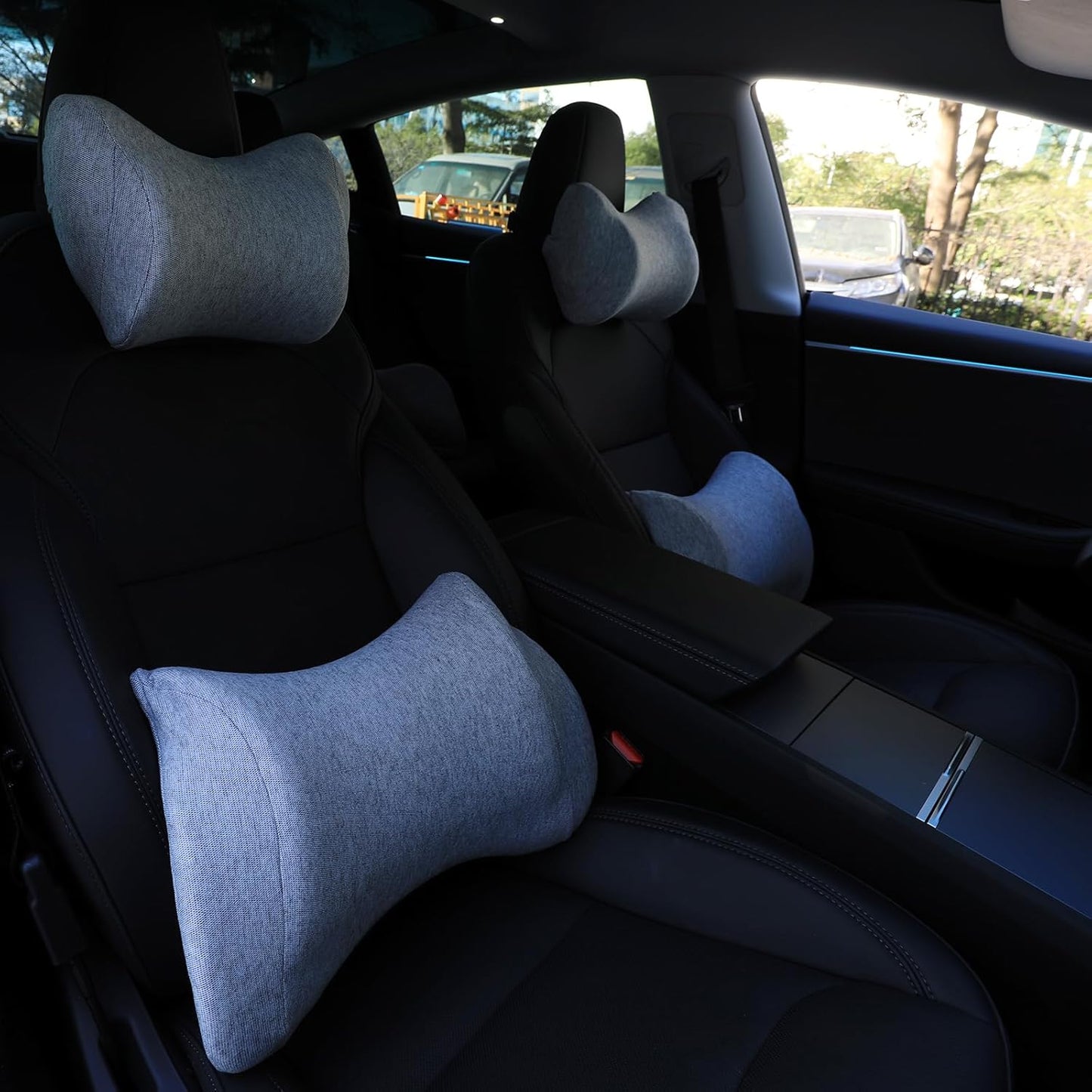 Lumbar Support Pillow for Car,Car Neck Pillow Kit for Car with Adjustable Strap,Car Headrest Pillow Ergonomic Design for Comfort