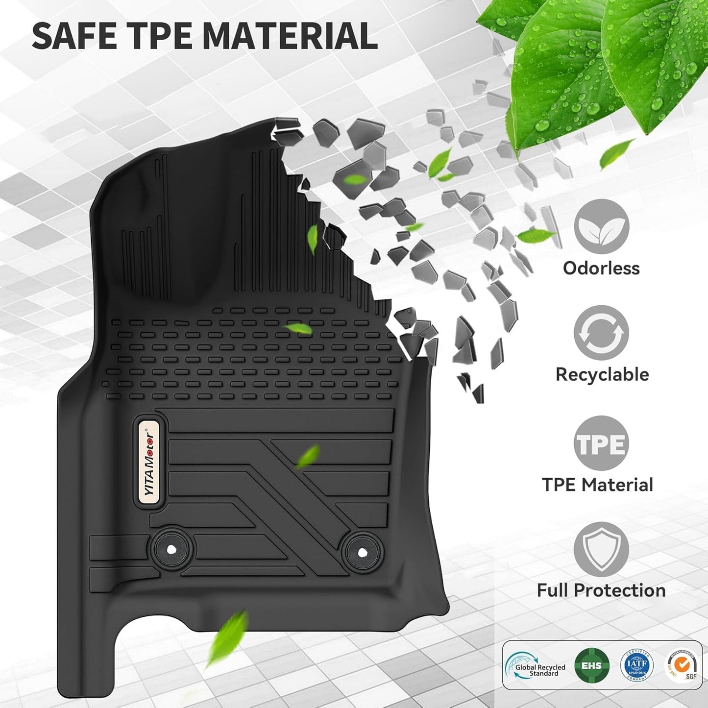 YITAMOTOR Upgraded Floor Mats Compatible with Jeep Grand Cherokee 2016-2021/ WK 2022 / Dodge Durango 2016-2024 All Weather Floor Liners, TPE Anti-Slip Waterproof Floor Mats, Car Interior Accessories