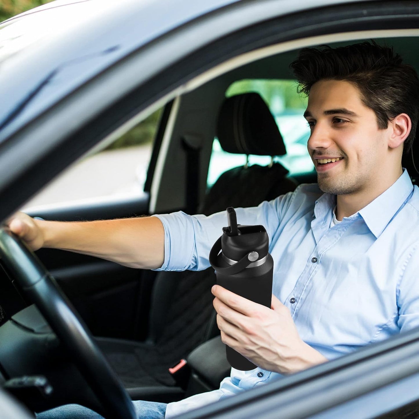 SENDESTAR 32oz Water Bottle Wide Mouth Stainless Steel Vacuum Insulated Double Wall with 2 Straw Lids Fit in Any Car Cup Holder