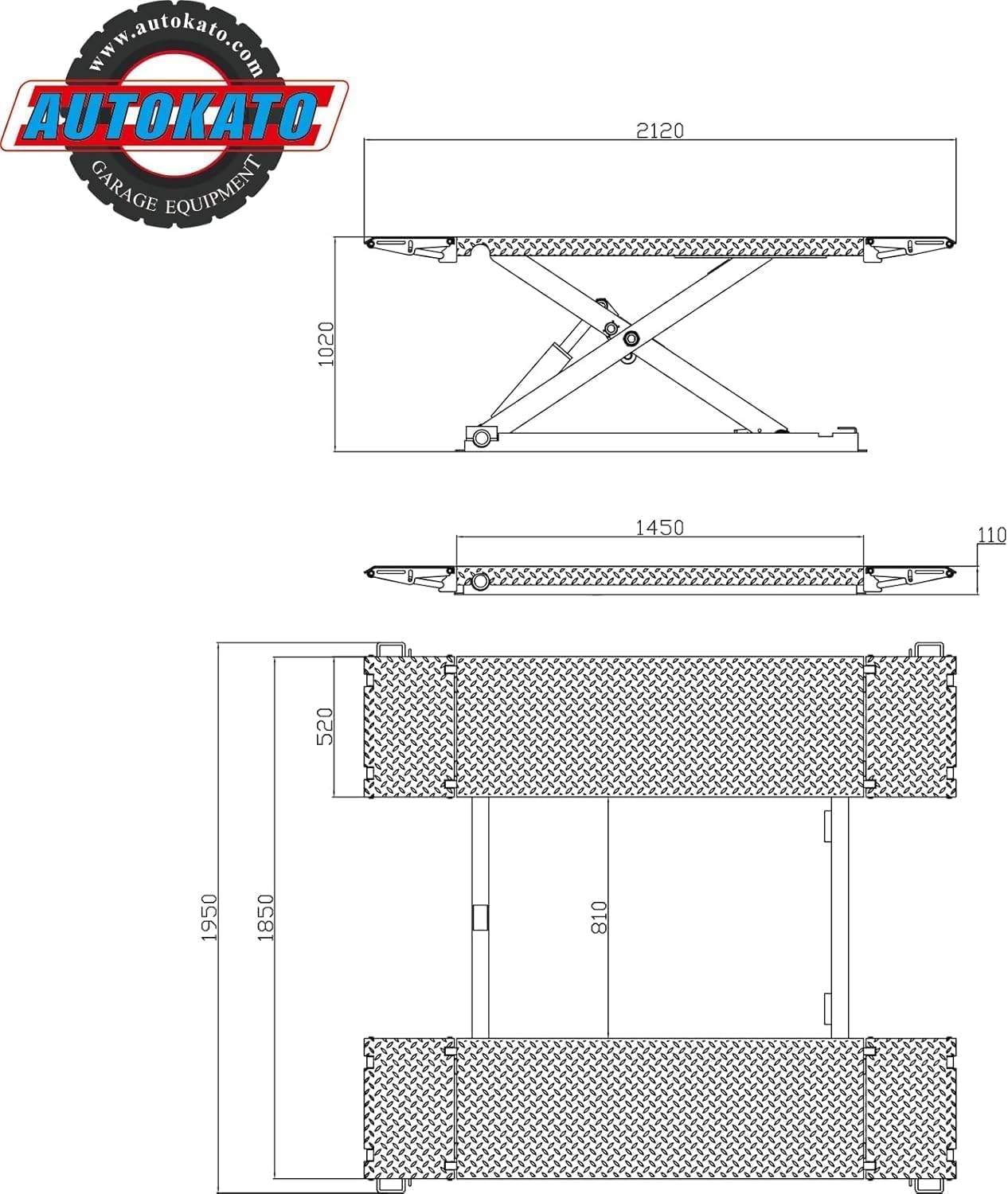 8000lbs Mid Rise Lift Scissor Lift Mid-Rise Electric Release Auto Lift 220V/1PH (X85 220V)