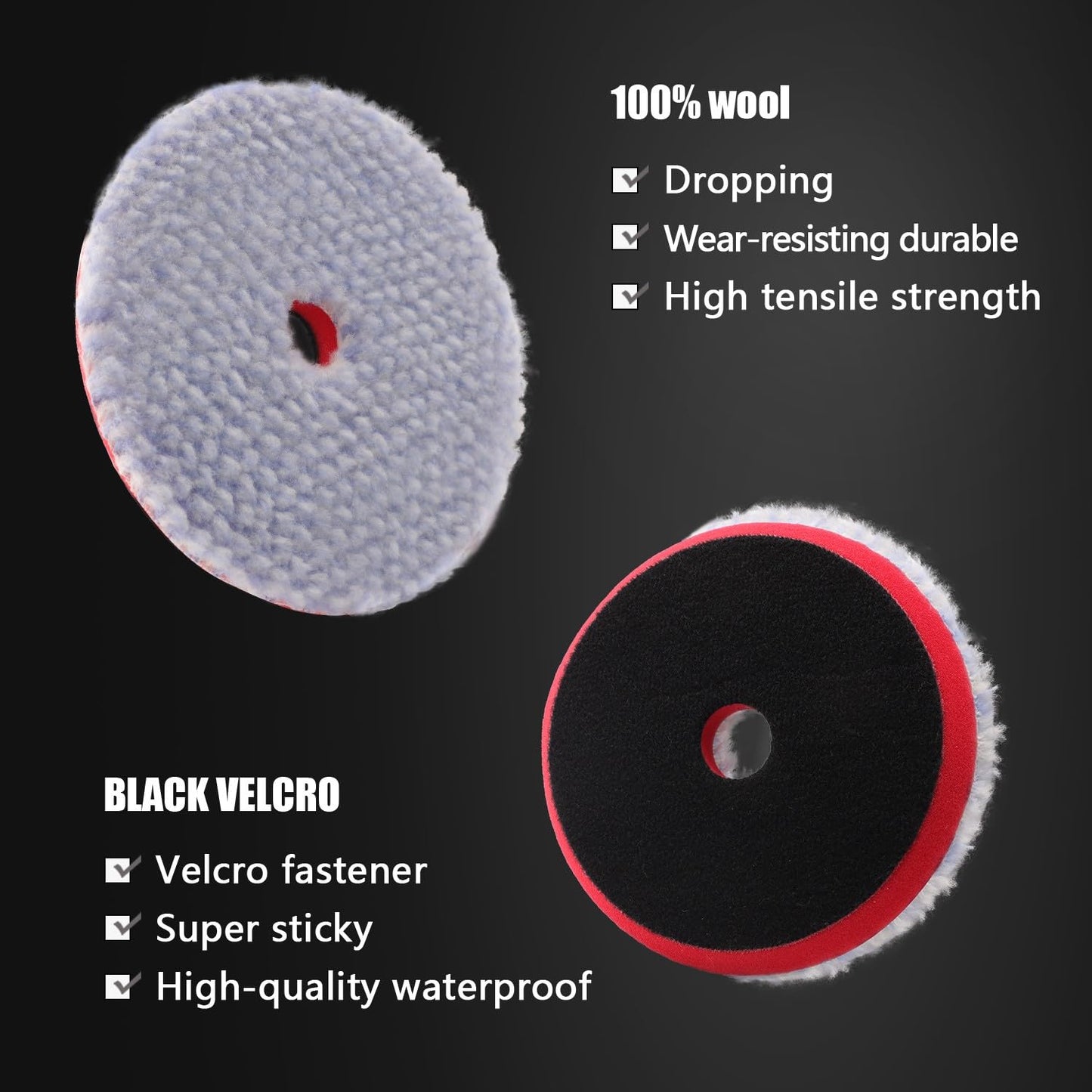 SPTA Wool Polishing Pad, 2Pcs 6''(150mm) Coarse Wool Cutting Pad, Coarse Pad BlueWool Buffing Pads Set with Hook and Loop for Heavy Cut for Car Polisher, Buffing and Polishing