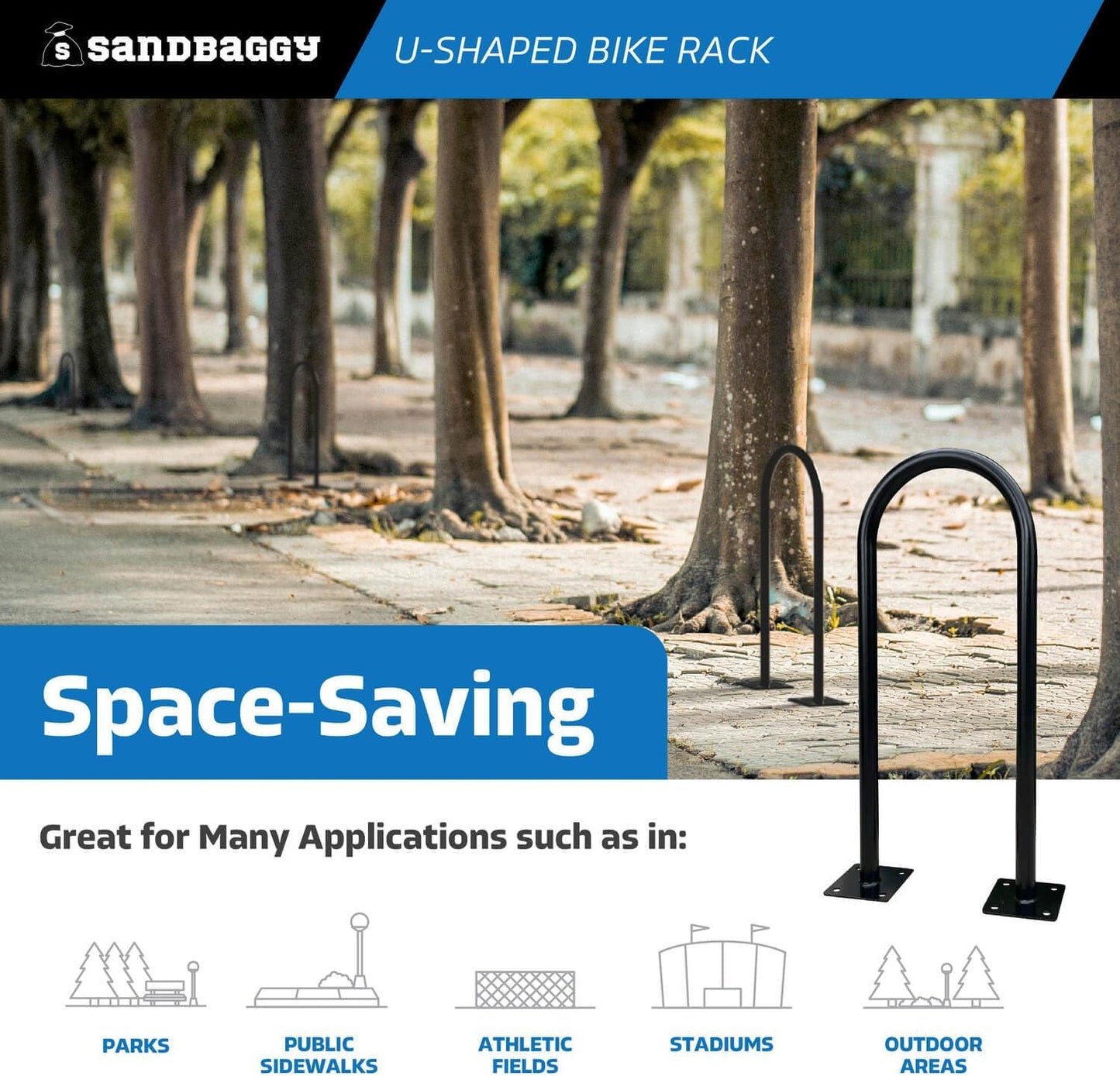 Sandbaggy U Shaped Bike Rack - Outdoor, Commercial - Galvanized Steel - Surface/Ground Mounted (2, Red)