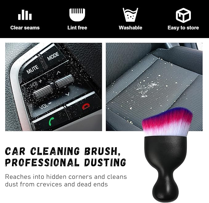 Alupee Car Detailing Brush, Curved Soft Bristles Auto Removal Dust Collectors, Universal Vehicle Dashboard, Air Conditioner Vents etc RV Interior Cleaning Tool Accessories (Black-White/Red/Blue)