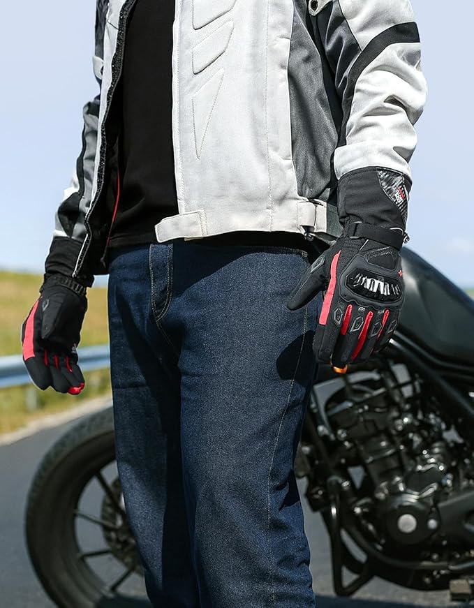 KEMIMOTO Winter Motorcycle Gloves, Rainproof Riding Warm Gloves with Touchscreen for Motorcycle Riding, ATV, UTV, Snowmobile Red XL