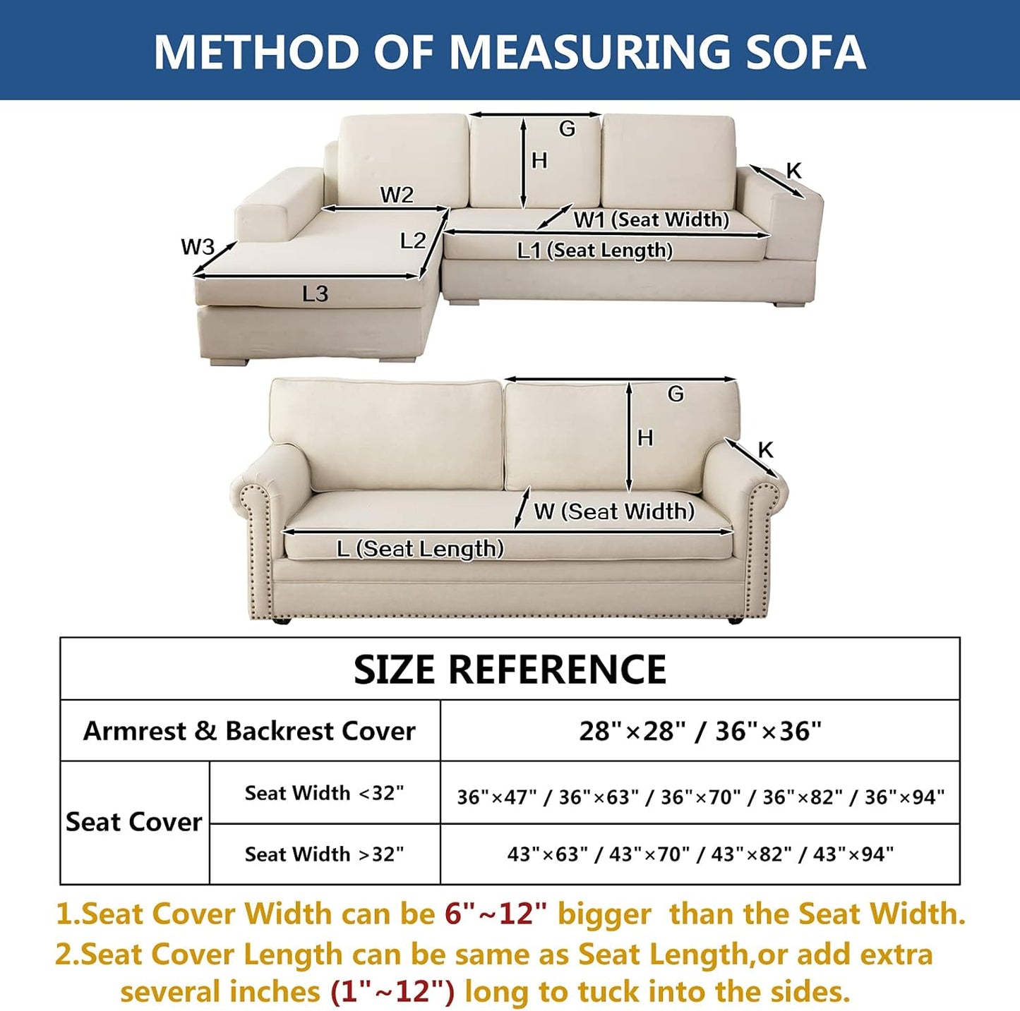 Eismodra Couch Cover,Sectional Couch Covers,Sofa Covers for 3 Cushion Couch,Anti-Slip Sofa Slipcovers for Dogs Cats Kids Loveseat Recliner L Shaped Armrest Backrest,Blue 43''x94''(Only 1 Piece)