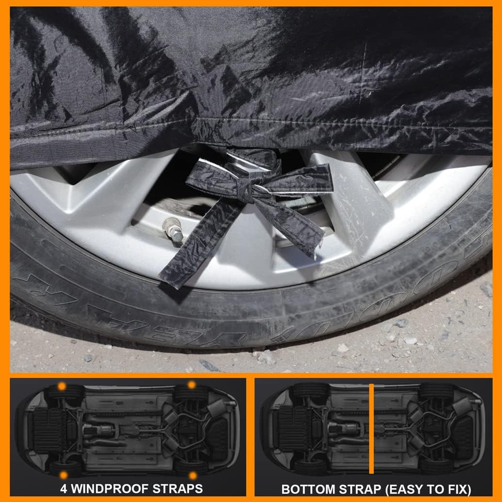 Waterproof Car Cover Compatible with Tesla Model 3 | Premium All-Weather Cover with Cotton Lining | Custom Rain Sun Snow Covers for Indoor/Outdoor All-Season Protection