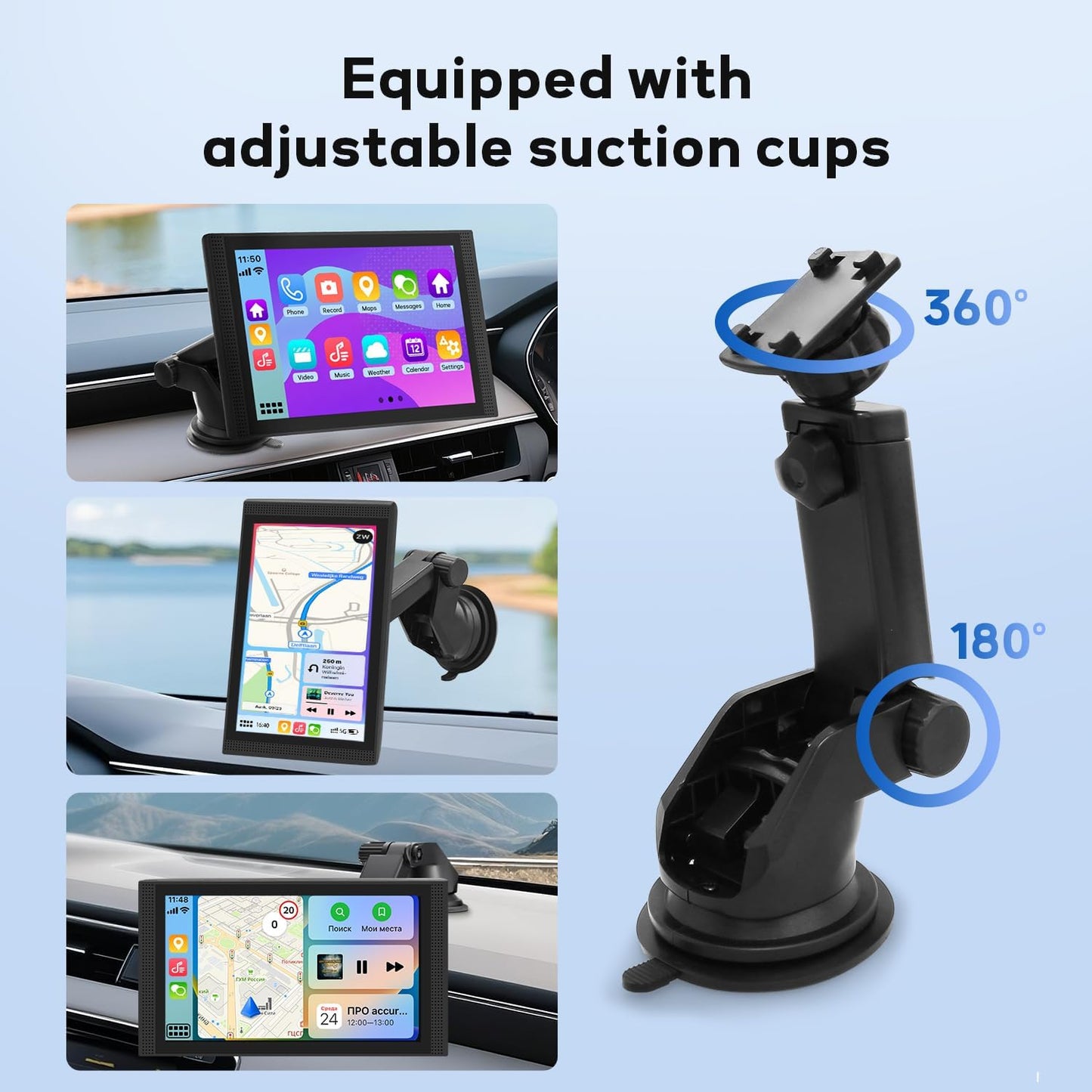 Wireless Apple Carplay Screen for Car Android Auto, 7" HD Touch Screen Car Stereo with Mirror Link, Bluetooth 5.2, Backup Camera, AUX,FM Transmitter for All Vehicle