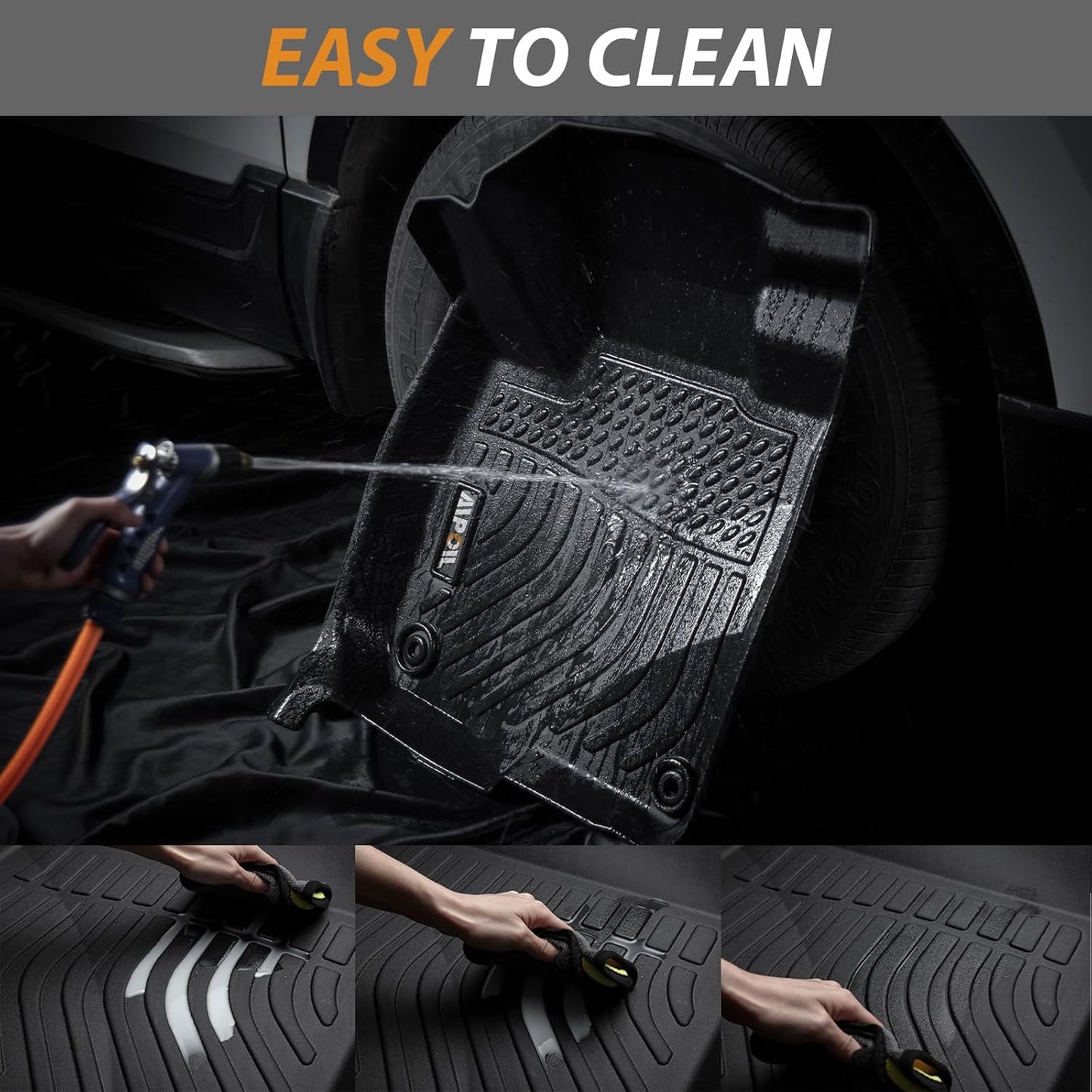 AIPOIL® Floor Mats & Cargo Liner Set for Lincoln Corsair 2020 2021 2022 2023 2024 2025 All Weather Protection TPE Anti-Slip Automotive Full Set Custom Car Mats Accessories - Black