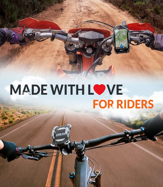 CAW.CAR Accessories Bike & Motorcycle Phone Mount - for iPhone 17 (16, Xr, SE, Plus/Max) or Any Cell Phone - Universal Handlebar Holder for ATV, Bicycle or Motorbike. +100 to Safeness & Comfort