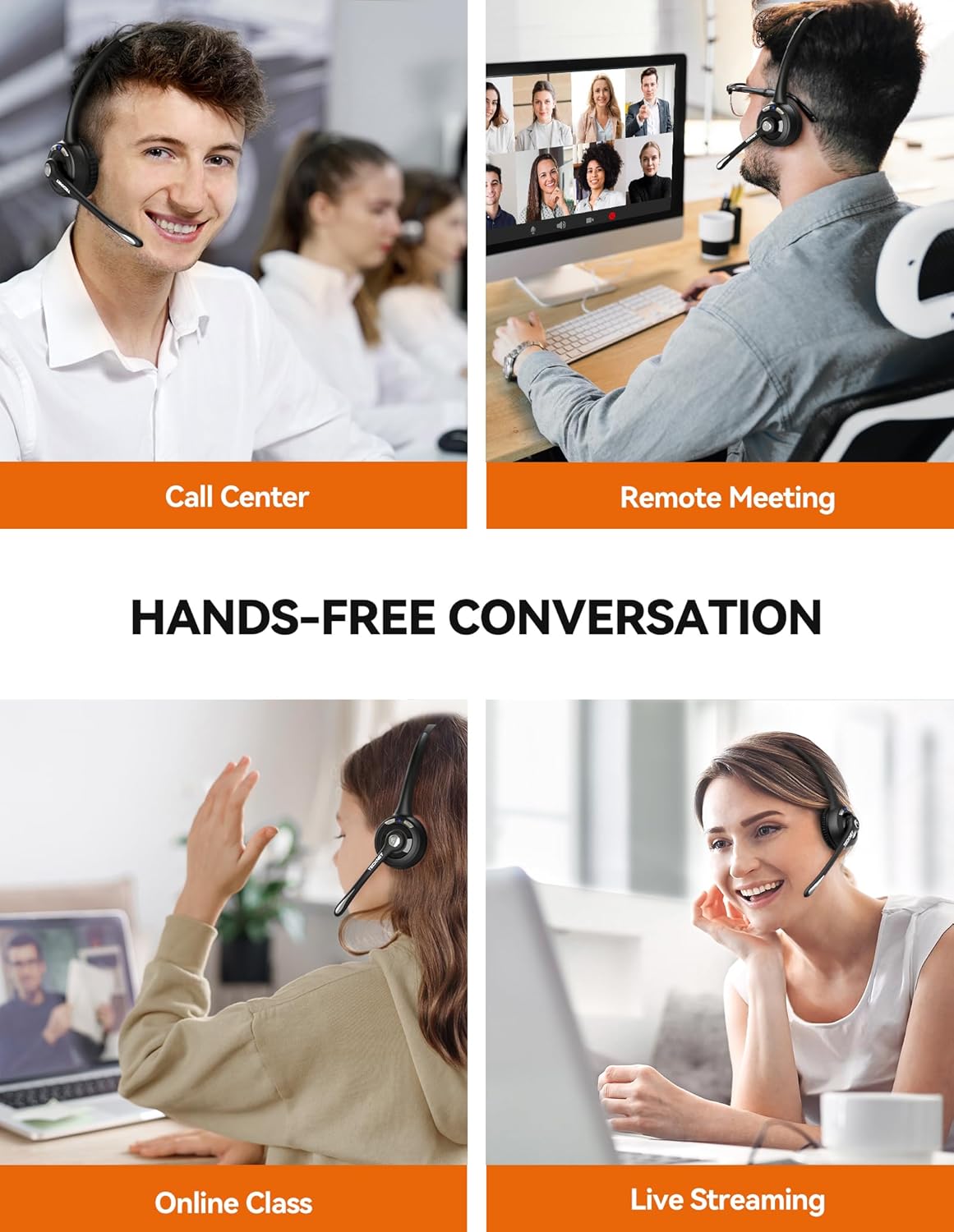 TECKNET Bluetooth Headset, Wireless Headset with Noise Canceling Microphone for Trucker, On-Ear Bluetooth Headphone with Mute Mic for Work