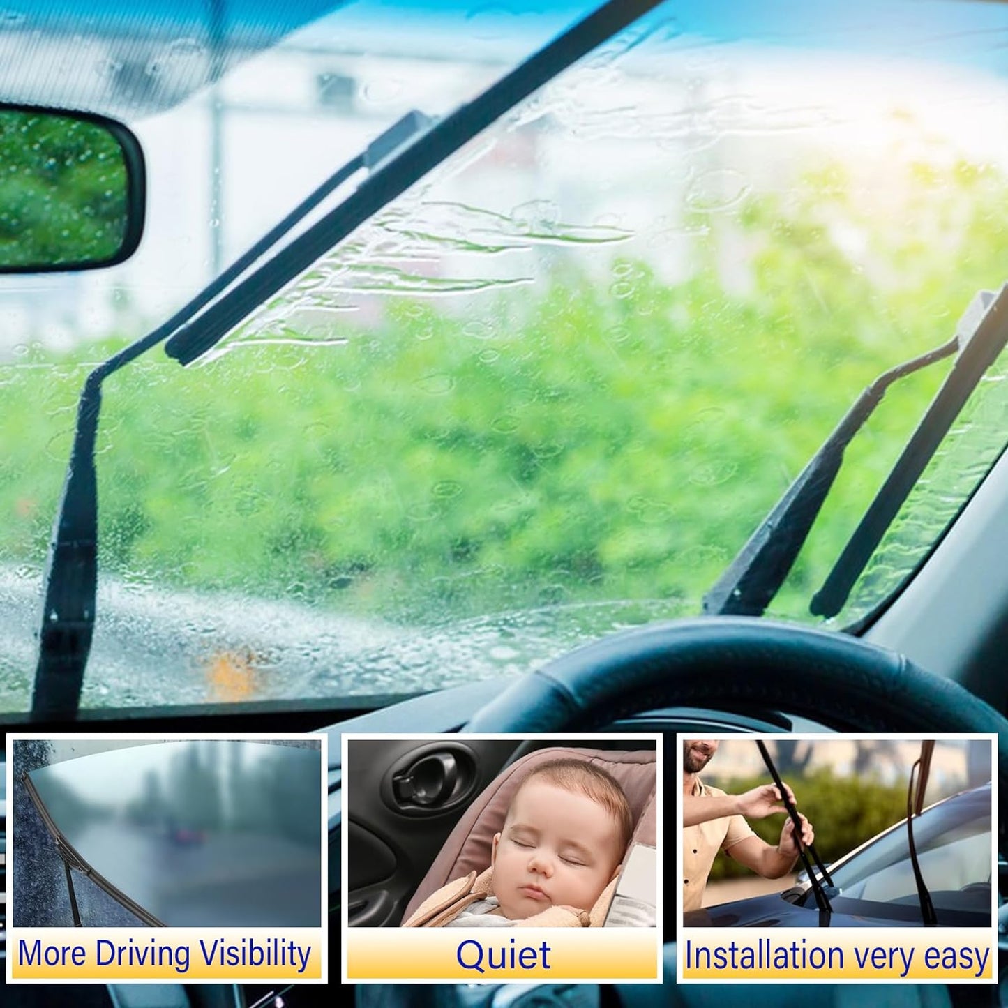 3 wipers Replacement for 2016-2020 Buick Envision, Windshield Wiper Blades Original Equipment Replacement - 24"/18"/12" (Set of 3) U/J HOOK