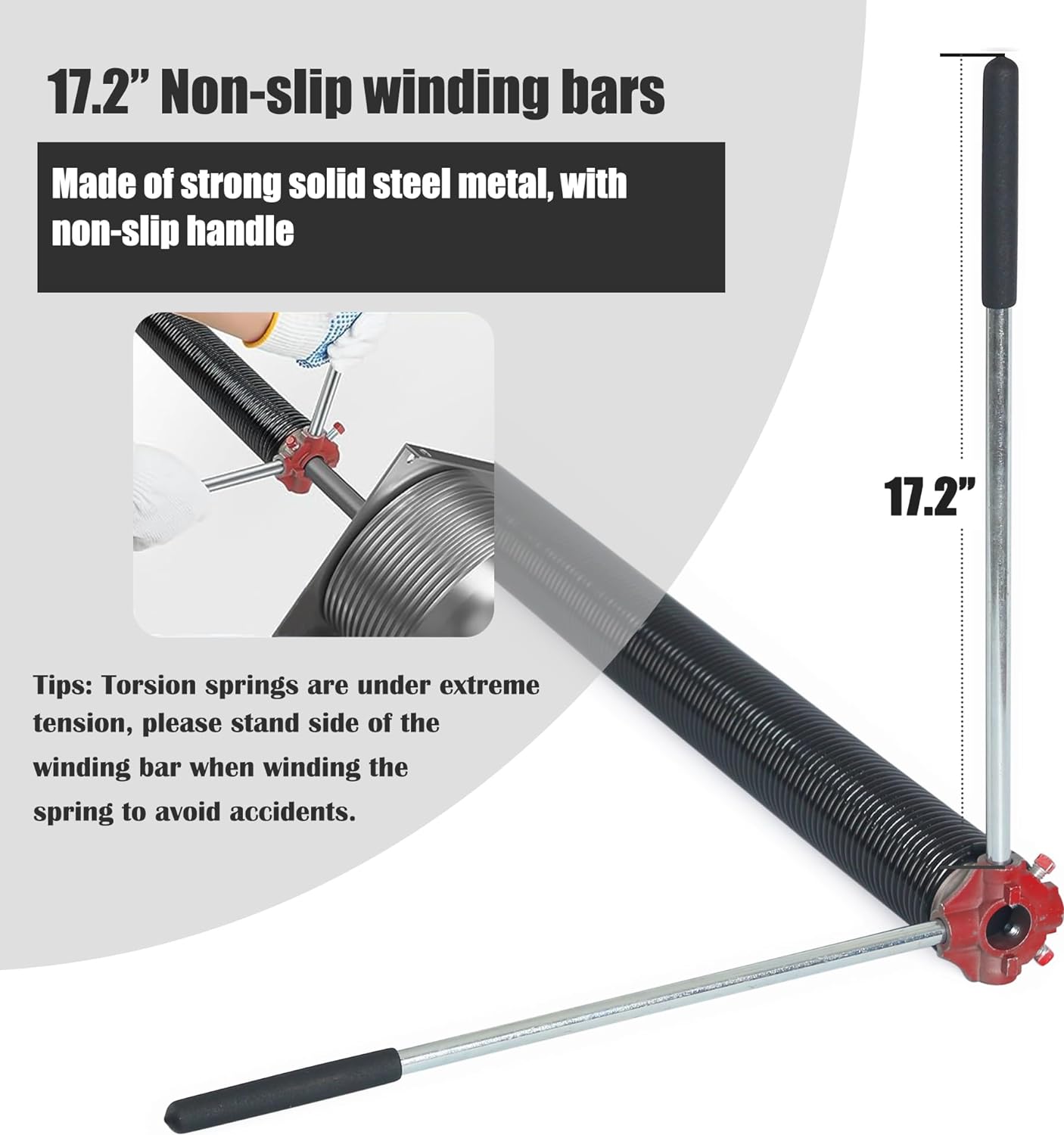 Garage Door Torsion Spring Set, Pair of 2" Electrophoresis Coated Garage Door Spring Replacement with 2 Non-Slip Winding Bars and Bearing, Minimum 16000 Cycles (.262x2x35")