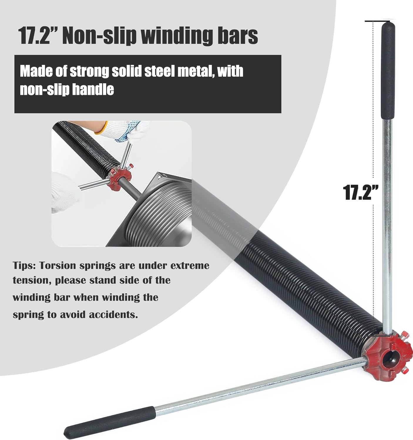 Garage Door Torsion Spring Set, Pair of 2" Electrophoresis Coated Garage Door Spring Replacement with 2 Non-Slip Winding Bars and Bearing, Minimum 16000 Cycles (.225x2x25")