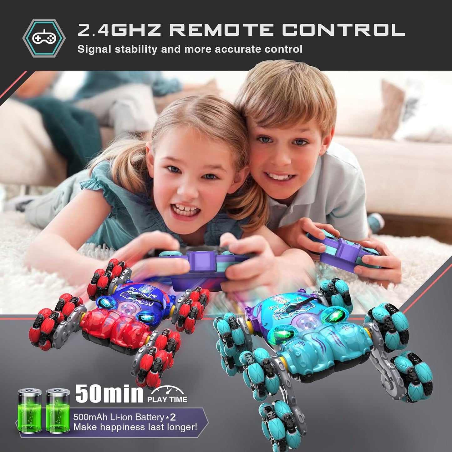 8WD Gesture Sensing RC Stunt Car, Boys Toys with Spray & Light, Hand Controlled RC Car Toys Gift for Kids Boys Age 8-12