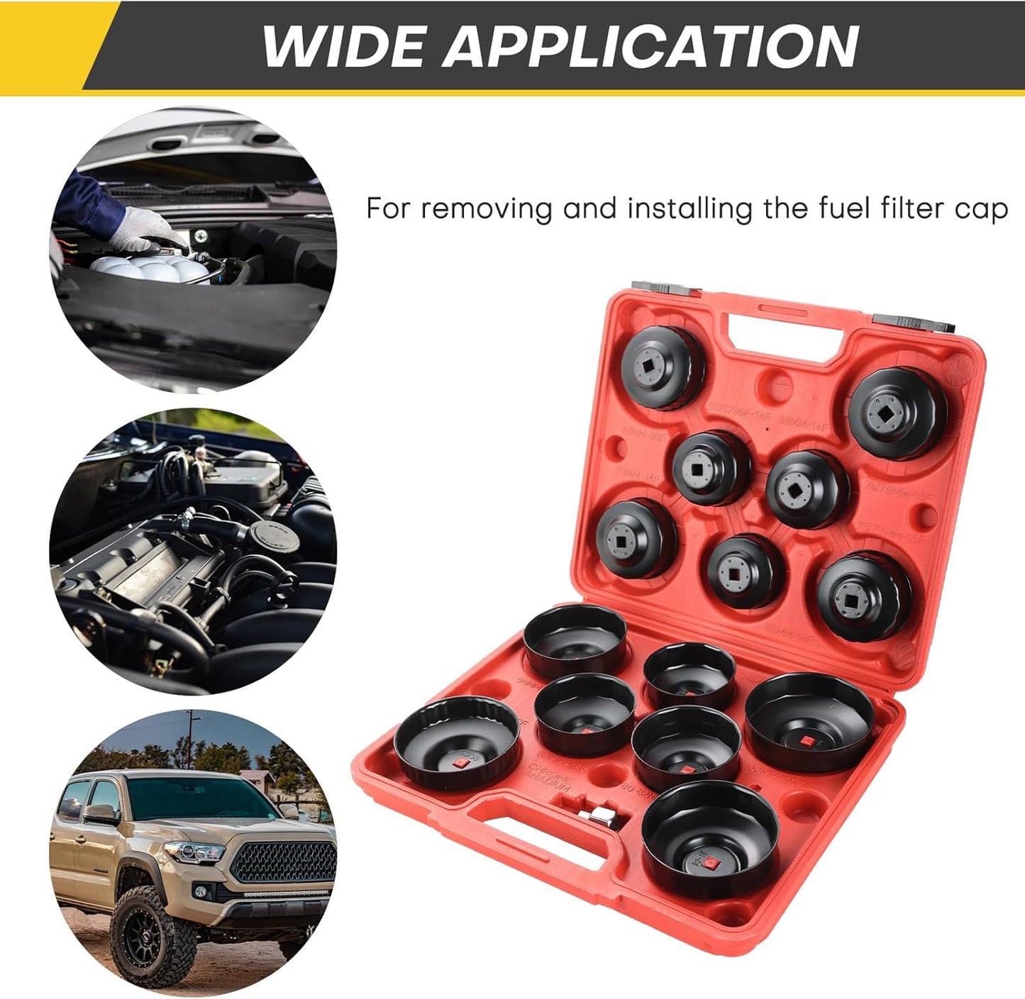 15PCS Oil Filter Cap Wrench Tool | Universal Oil Filter Socket Wrench Set 3/8 inch Drive
