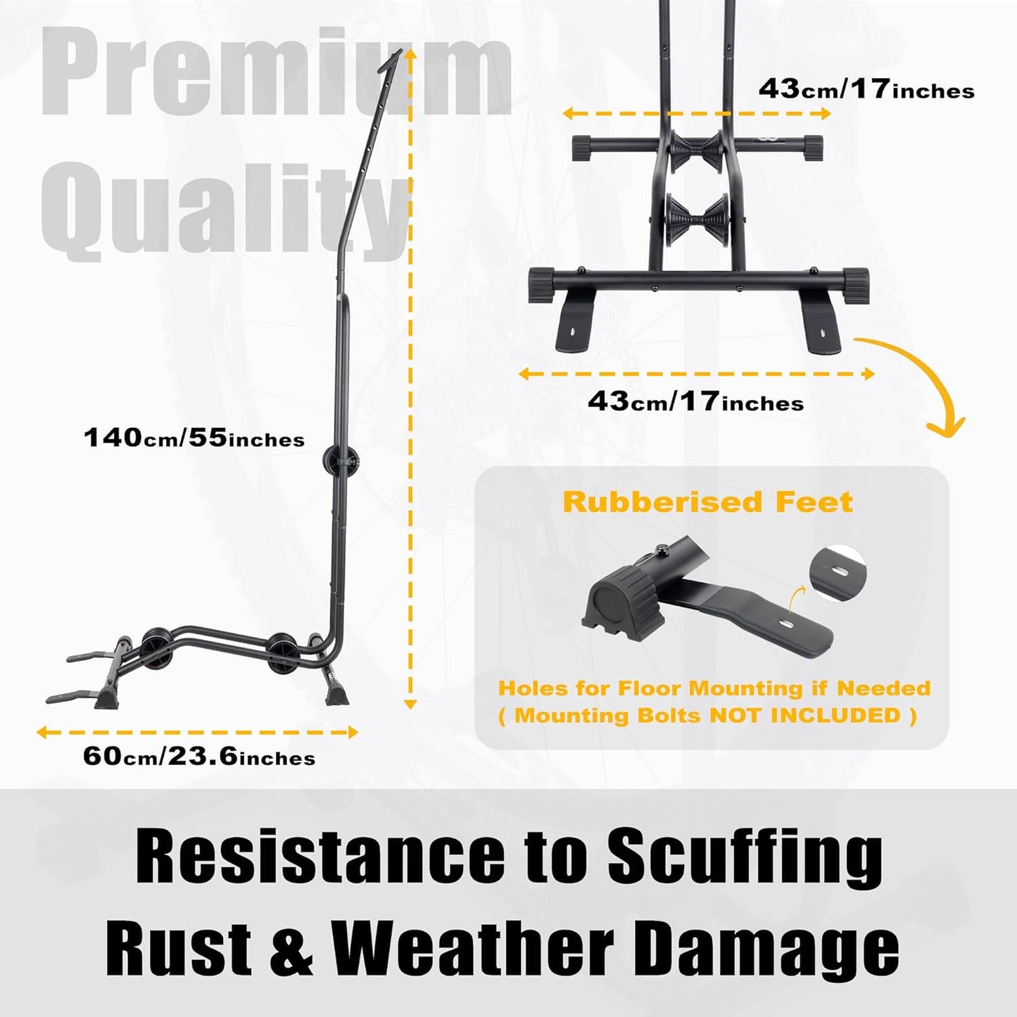CyclingDeal Upright Bike Stand Floor - Vertical & Horizontal Bicycle Stand Bicycle Storage - Safe & Secure Bike Storage Rack - for Wheels Sizes up to 29" - Bike Rack Garage Bicycle Rack - Classic