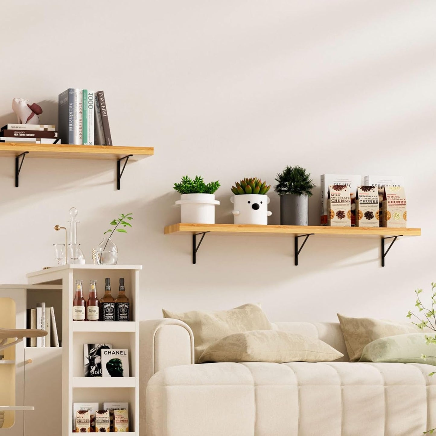 6 Pack L18 x H 12" Black Heavy Duty Shelf Brackets with Screws Metal Shelf Brackets Shelf Support Angle Brackets for Shelves L Brackets Heavy Duty Floating Shelf