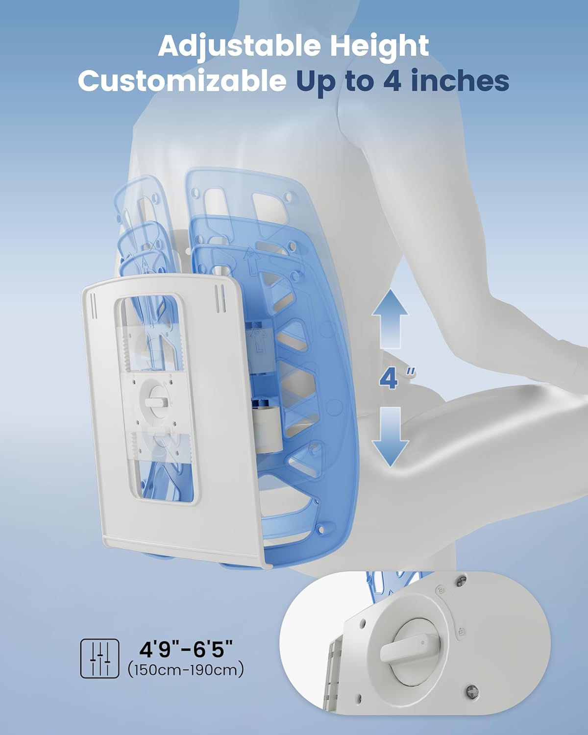 Back Support for Office Chair - Ergonomic Lumbar Support Pillow for Car, Adjustable Height, Improves Posture, Back Cushion with Straps for Home, Office, Car Seat