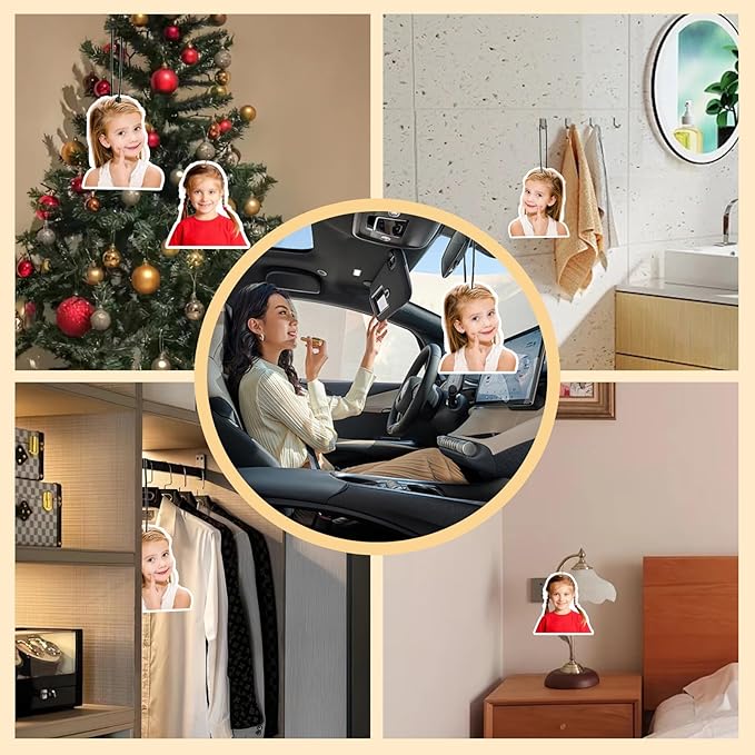 6Pcs Custom Air Fresheners with Picture - Double Sided Print Personalized Car Air Freshener with Logo Personalized Gifts for Valentine's, Car Charms for Rear View Mirror. (6pcs-Crop)