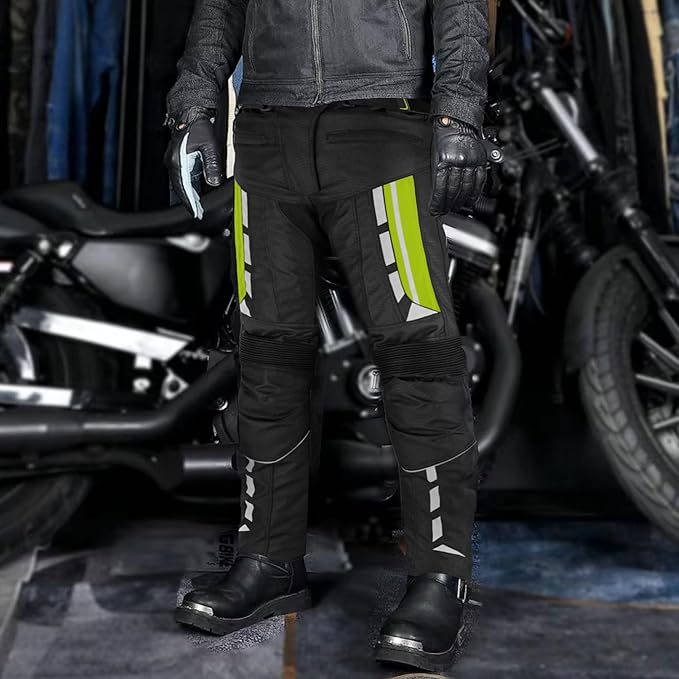 Men’s Waterproof Motorcycle Trousers – 600D Cordura Biker Pants with CE Armour, Thermal Lining & Reflective Panels