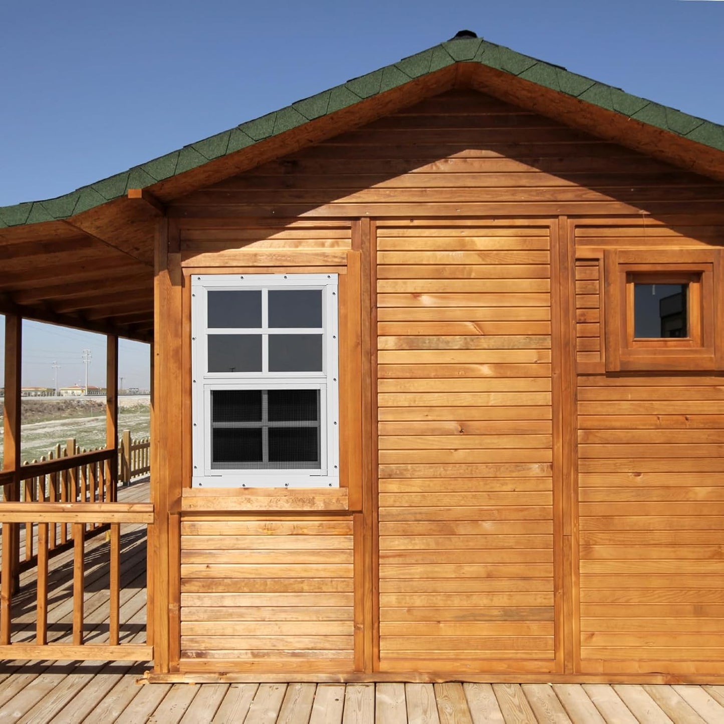 NeatiEase Upgraded Shed Windows 2 Pack, 18" x 23" Windows with Tempered Glass and Stainless Steel Screen for Shed, Chicken Coop, Playhouse, Household, Garage(White)