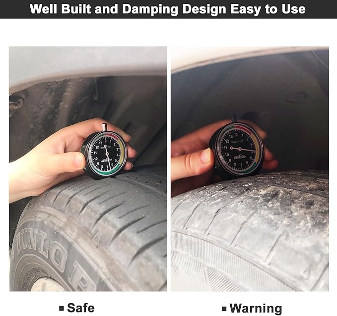 GODESON Tire Tread Depth Gauge,Dial Type Tire Depth Gauge in 32nds,Color-Coded and Easy Reading Tread Depth Gauge Professional for Motorcycle, Car,Truck and Bus,Black Paint Casing